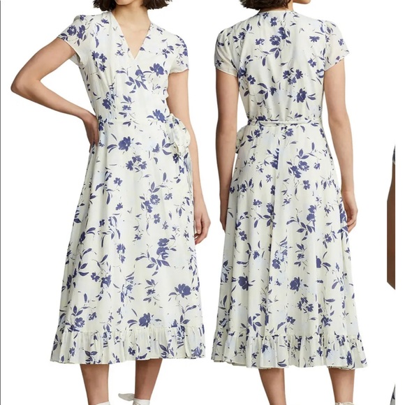 Polo Ralph Lauren Dresses & Skirts - Floral cotton wrap midi dress by Polo Ralph Lauren size 14